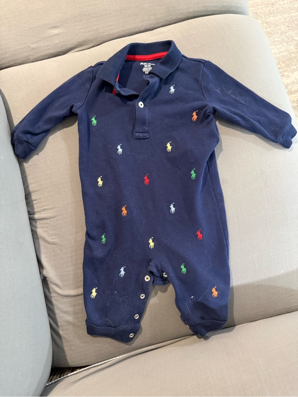 Polo by Ralph Lauren Navy One-Piece with Multicolor Pony Embroidery